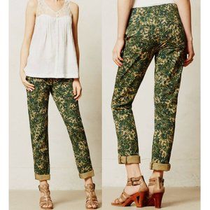 Hei Hei by Anthropologie Sylvan Moto Roll-Up Pants Green Floral Camo sz28